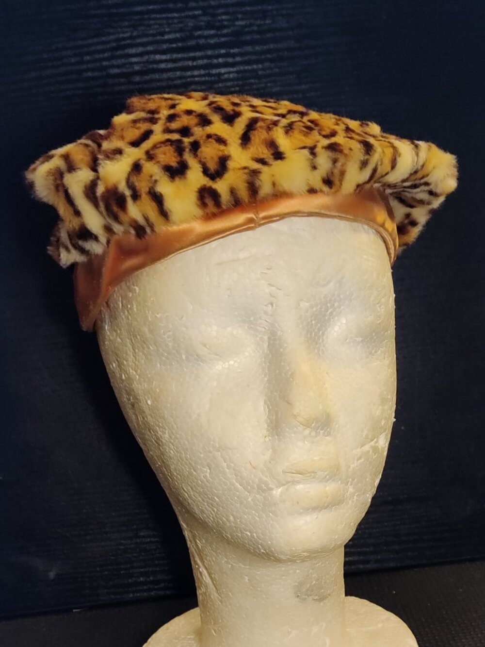 Vintage Leopard Print Valerie Modes Hat Beret - 1950 - 1960